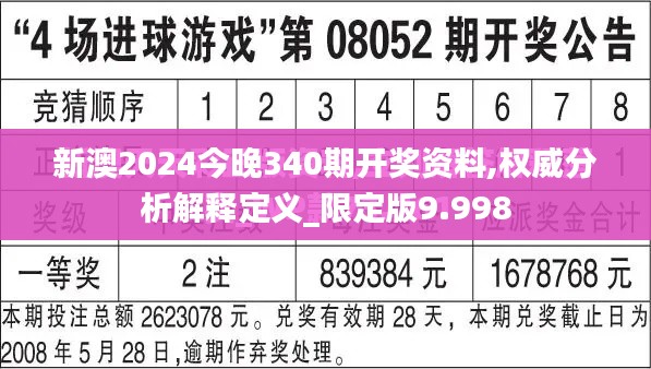 新澳2024今晚340期开奖资料,权威分析解释定义_限定版9.998