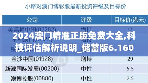 2024澳门精准正版免费大全,科技评估解析说明_储蓄版6.160