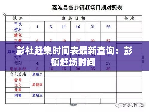 彭杜赶集时间表最新查询：彭镇赶场时间 