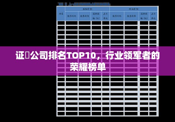 证劵公司排名TOP10，行业领军者的荣耀榜单