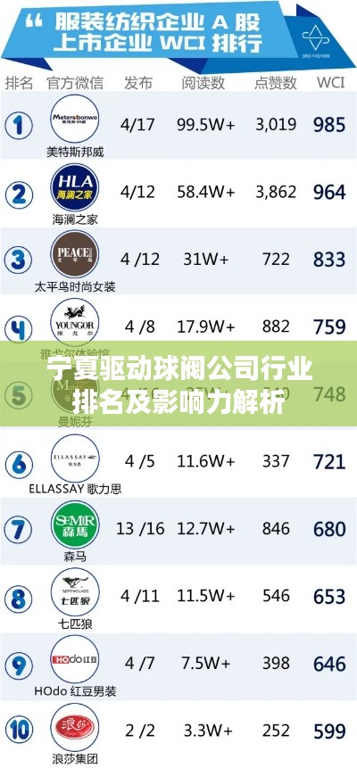 宁夏驱动球阀公司行业排名及影响力解析