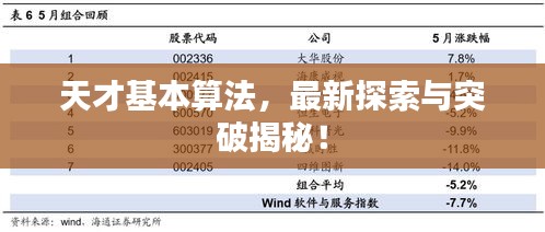 天才基本算法，最新探索与突破揭秘！
