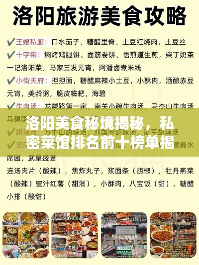 洛阳美食秘境揭秘，私密菜馆排名前十榜单揭晓！