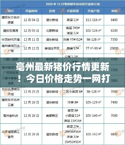 亳州最新猪价行情更新！今日价格走势一网打尽