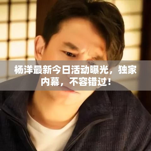 杨洋最新今日活动曝光,独家内幕,不容错过!