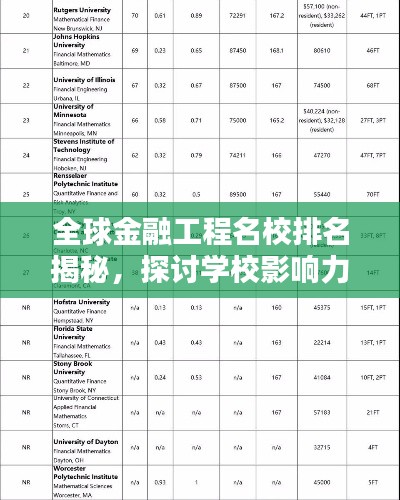 全球金融工程名校排名揭秘，探讨学校影响力与学术价值