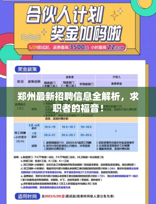 郑州最新招聘信息全解析，求职者的福音！