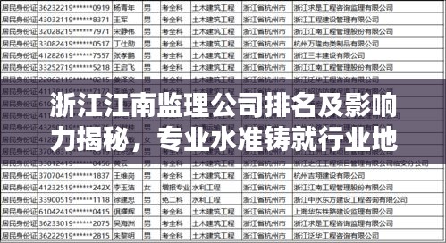 浙江江南监理公司排名及影响力揭秘,专业水准铸就行业地位