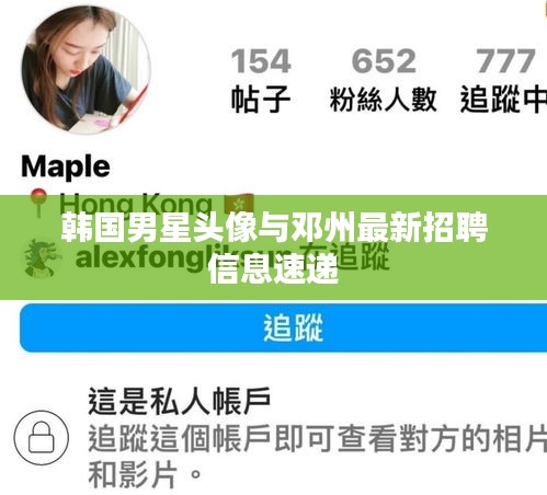 韩国男星头像与邓州最新招聘信息速递