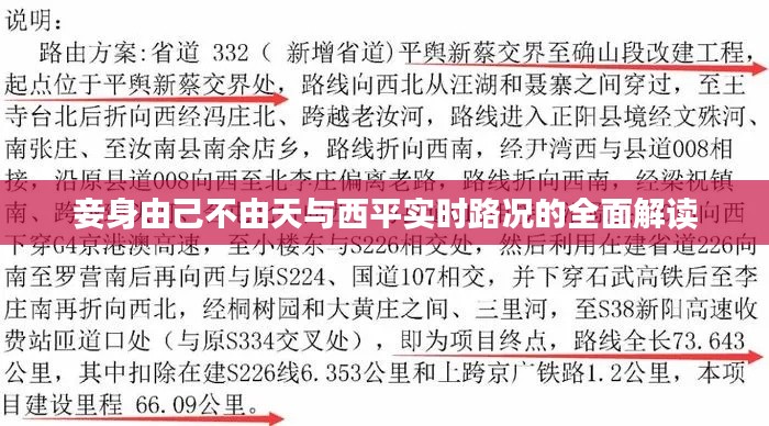 妾身由己不由天与西平实时路况的全面解读